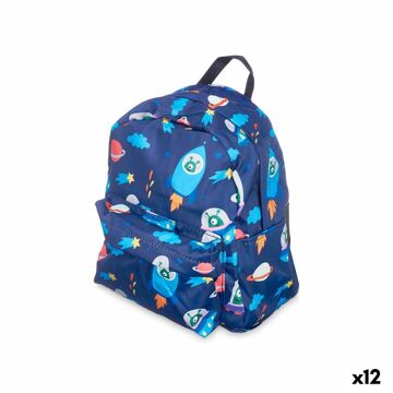 Mochila Escolar Nave Espacial Multicolor 28 X 12 X 22 cm (12 Unidades)