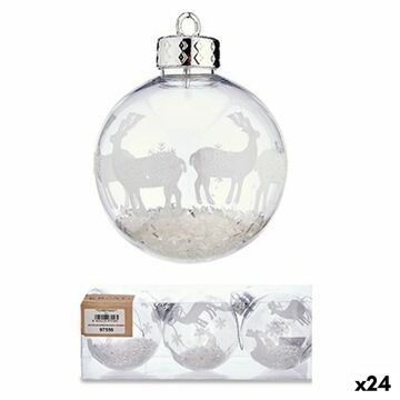 Conjunto de Bolas de Natal ø 8 cm Branco Dourado (24 Unidades)