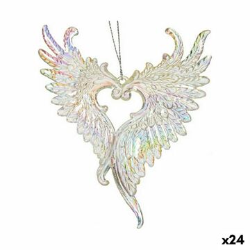 Adorno Natalício Asas de Anjo Madrepérola Plástico Purpurina 12 X 13 X 2,5 cm (24 Unidades)