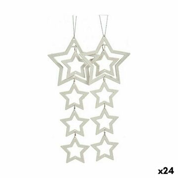 Conjunto de Decorações de Natal Estrelas Madrepérola 19 X 0,2 X 23 cm (24 Unidades)