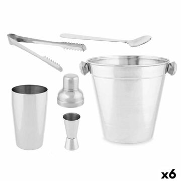 Conjunto de Cocktail Prateado Aço Inoxidável 5 Peças 250 Ml (6 Unidades)