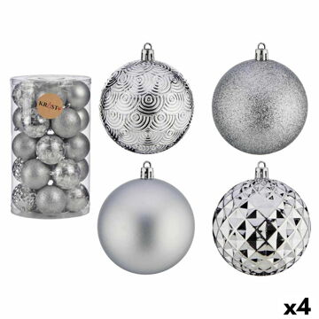 Conjunto de Bolas de Natal Prateado Pvc ø 8 cm (4 Unidades)