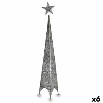 árvore de Natal Torre Estrela Prateado Metal Plástico 28 X 127 X 28 cm (6 Unidades)