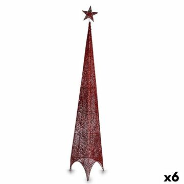 árvore de Natal Torre Estrela Vermelho Metal Plástico 34 X 154 X 34 cm (6 Unidades)