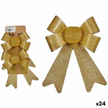 Conjunto de Decorações de Natal Laço Dourado Pvc 16 X 3 X 18 cm (24 Unidades)