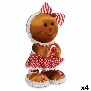 Figura Decorativa Bolacha Laço Castanho Vermelho Poliestireno 19 X 33 X 15 cm (4 Unidades)