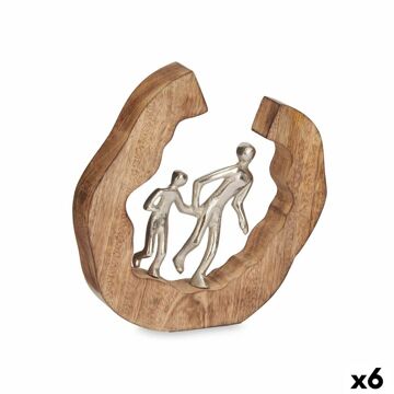 Figura Decorativa Família Prateado Metal 24,5 X 24,5 X 5 cm (6 Unidades)