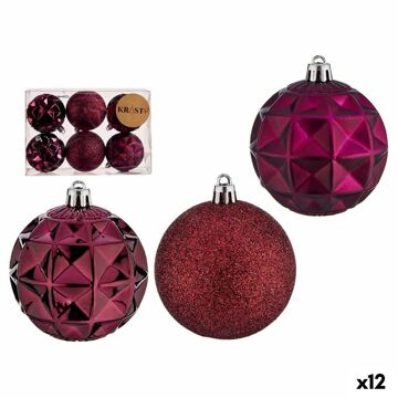 Conjunto de Bolas de Natal Roxo Pvc ø 7 cm (12 Unidades)