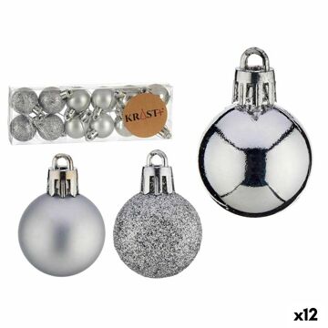 Conjunto de Bolas de Natal Prateado Pvc ø 3 cm (12 Unidades)