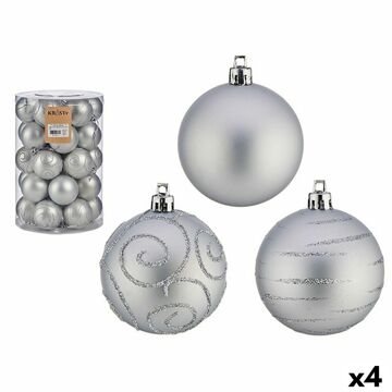 Conjunto de Bolas de Natal Prateado Pvc ø 6 cm (4 Unidades)