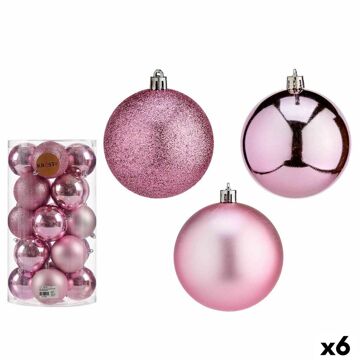 Conjunto de Bolas de Natal Cor de Rosa Plástico ø 8 cm (6 Unidades)