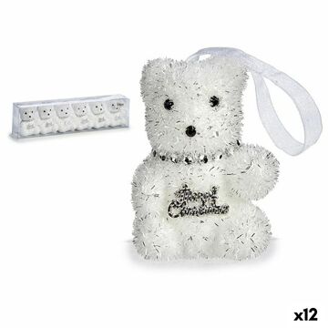 Conjunto de Decorações de Natal Urso Prateado Branco 5,5 X 7 X 5,5 cm (12 Unidades)