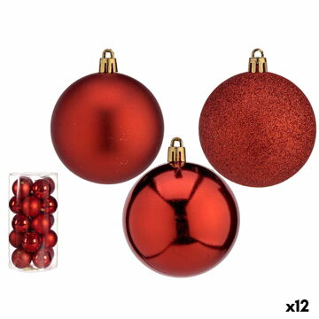 Conjunto de Bolas de Natal ø 7 cm Vermelho Plástico (12 Unidades)