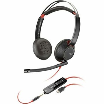 Auriculares com Microfone Poly Blackwire 5220 Preto