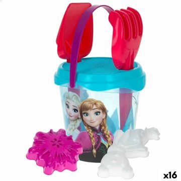 Conjunto de Brinquedos de Praia Frozen Elsa & Anna ø 18 cm (16 Unidades)