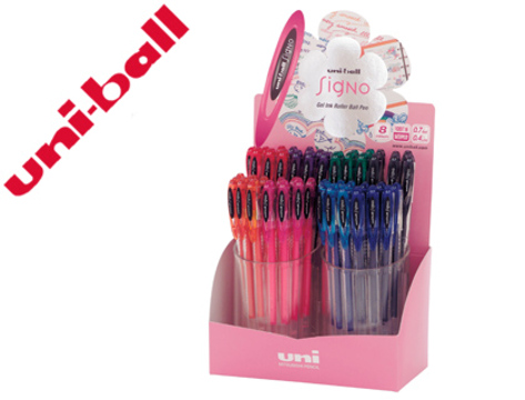 Caneta Roller Uni Ball um-120 Sign o 0,7 mm Tinta Gel Expositor de 48 Cores Basicas