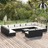 Conjunto Lounge de Jardim C/ Almofadões Vime Pe Preto 13 pcs