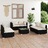 Conjunto Lounge de Jardim C/ Almofadões Vime Pe Preto 7 pcs