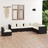 Conjunto Lounge de Jardim C/ Almofadões Vime Pe Preto 7 pcs