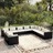 Conjunto Lounge de Jardim C/ Almofadões Vime Pe Preto 10 pcs