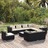 Conjunto Lounge de Jardim C/ Almofadões Vime Pe Preto 10 pcs