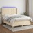 Cama Box Spring C/ Colchão e LED 140x190 cm Tecido Cor Creme