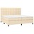 Cama Box Spring C/ Colchão e LED 200x200 cm Tecido Cor Creme