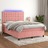 Cama Box Spring C/ Colchão/led 140x200 cm Veludo Rosa