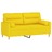 Sofá 2 Lug. + Almofadas Decorativas 140 cm Tecido Amarelo-claro