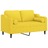 Sofá 2 Lug. + Almofadas Decorativas 120 cm Tecido Amarelo-claro