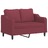 Sofá 2 Lug. + Almofadas Decorativas 120cm Tecido Vermelho Tinto