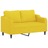 Sofá 2 Lug. + Almofadas Decorativas 140 cm Tecido Amarelo-claro