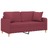 Sofá 2 Lug. + Almofadas Decorativas 140cm Tecido Vermelho Tinto