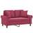 Sofá 2 Lug. + Almofadas Decorativas 120cm Veludo Vermelho Tinto