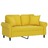 Sofá 2 Lugares C/ Almofadas Decorativas 120 cm Veludo Amarelo