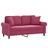 Sofá 2 Lug. + Almofadas Decorativas 140cm Veludo Vermelho Tinto