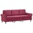 Sofá 3 Lug. + Almofadas Decorativas 180cm Veludo Vermelho Tinto