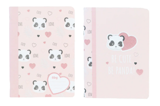 Caderno Agrafado A4 48f/90g Pautado B'LOG CUTE PANDA