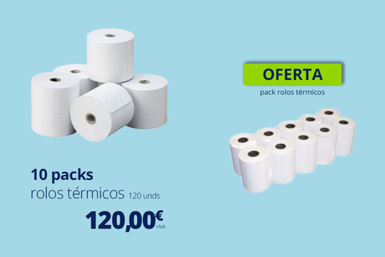 10 Packs 10 Rolos Térmicos 80x60x11 + 1 Oferta 1 Pack de Rolos Térmicos 57x35x11