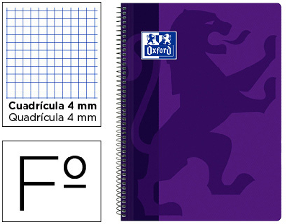 Caderno Espiral Oxford School Classic Capa Polipropileno Folio 80 Folhas Quadricula 4 mm com Margem Violeta