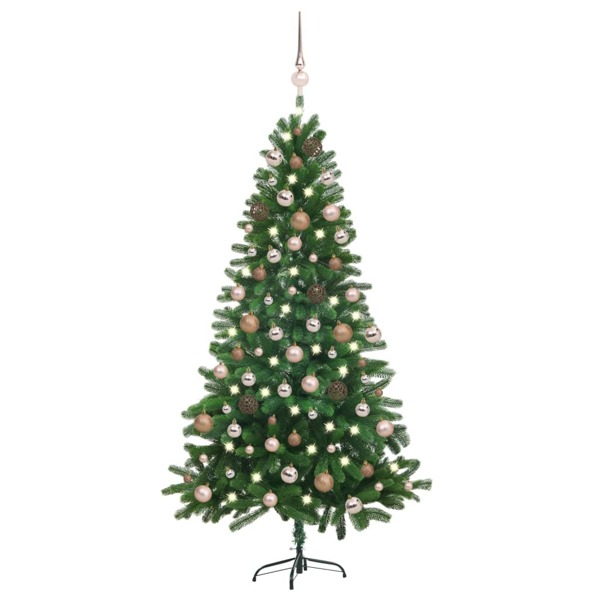 Árvore de Natal artificial com luzes LED e bolas 180 cm verde