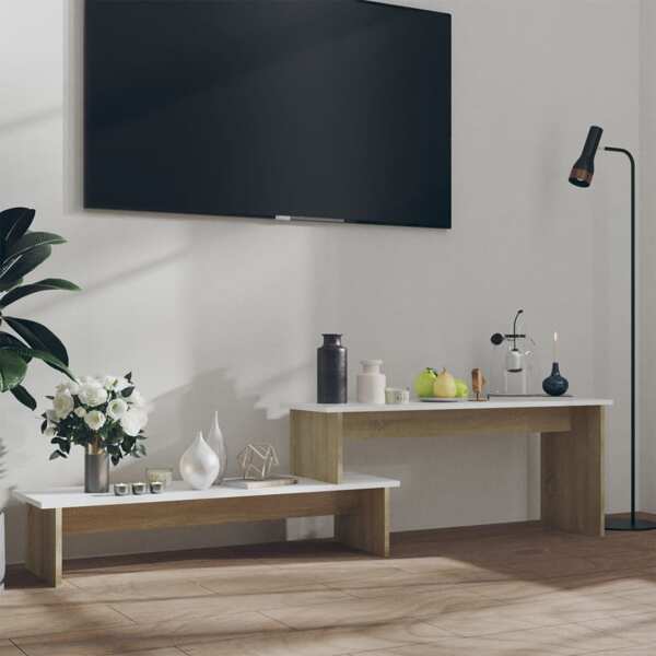 Móvel de TV 180x30x43 cm contraplacado carvalho sonoma/branco