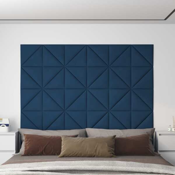 Painel de Parede 12 pcs 30x30 cm Veludo 1,08 M² Azul