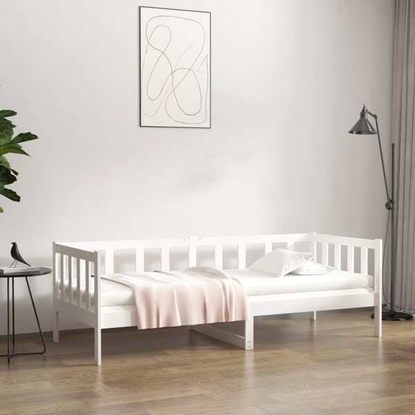 Sofá-cama 90x190 cm Madeira de Pinho Maciça Branco