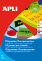 Etiquetas Autocolantes 64x33,9mm Amarelo Fluorescente 20 Folhas